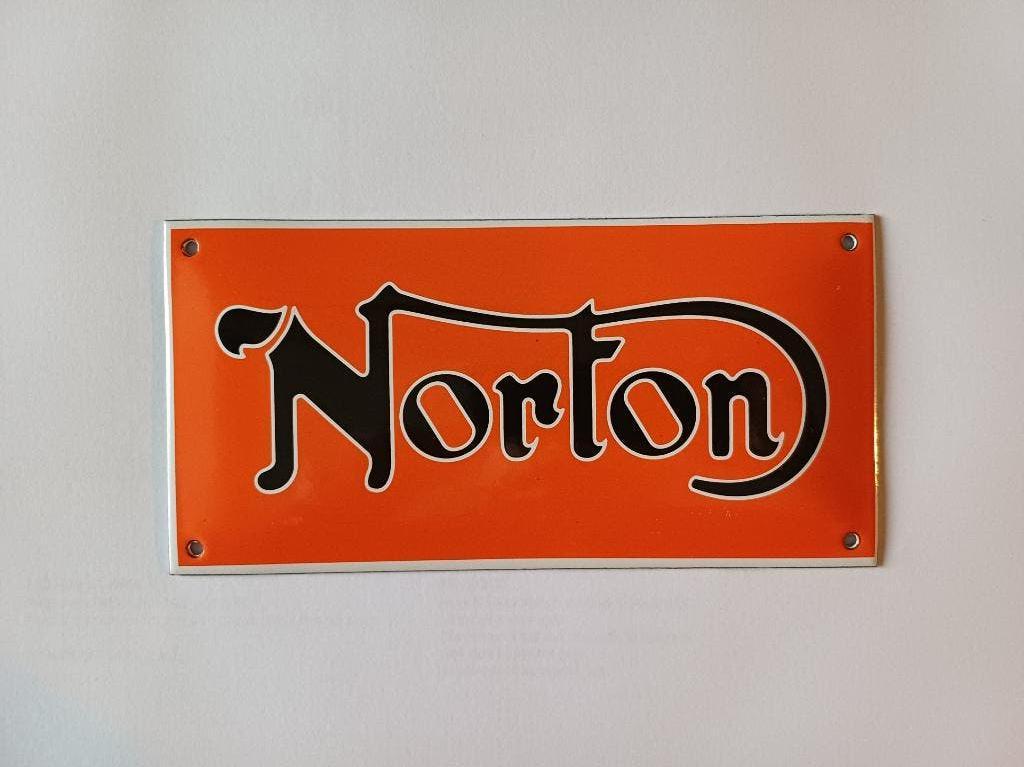 Emaille gebold NORTON reclamebord reclame bord, Verzamelen, Ophalen of Verzenden, Zo goed als nieuw, Reclamebord