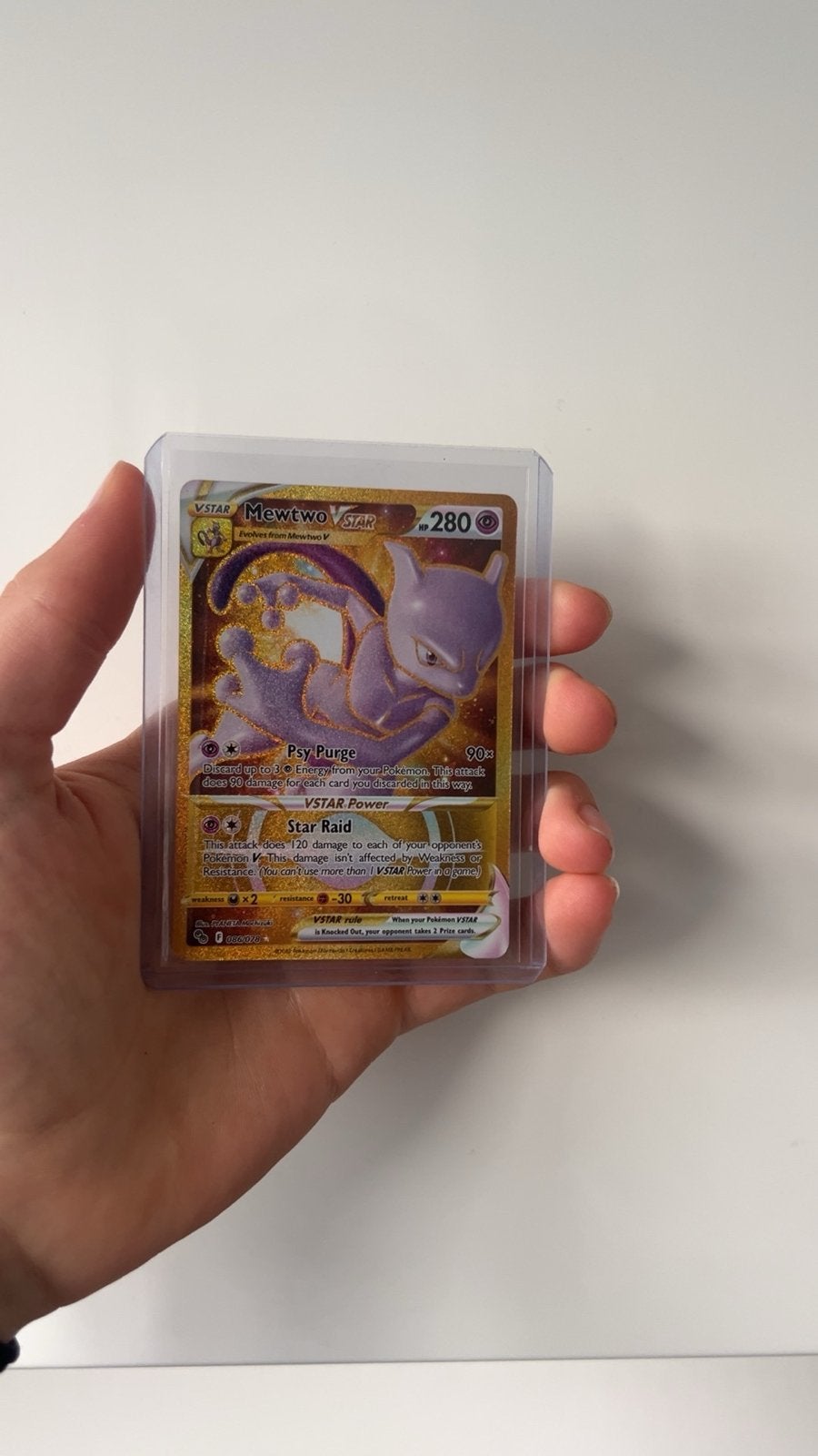 Mewtwo VSTAR Gold Secret Rare Pokémon Kaart, Ophalen of Verzenden, Zo goed als nieuw, Losse kaart, Foil