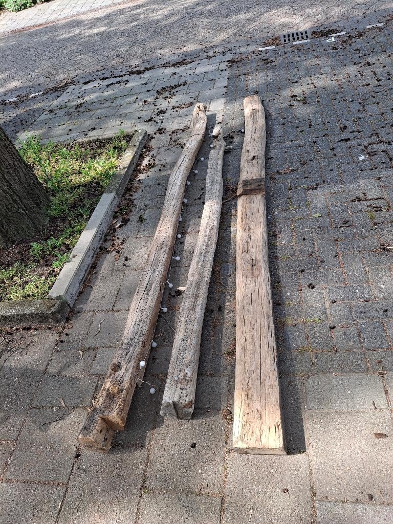 Eikenhouten balken, Doe-het-zelf en Verbouw, Hout en Planken, Gebruikt, Balk, Eiken, 300 cm of meer, 50 mm of meer, Ophalen