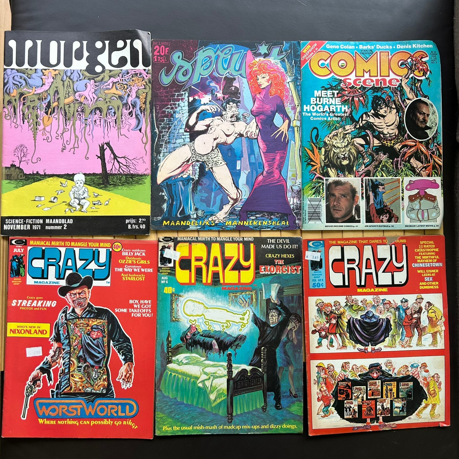 Pakket Vintage Comics & Magazines (70s) Crazy, Comics Scene, Boeken, Strips | Comics, Meerdere comics, Ophalen of Verzenden, Gelezen