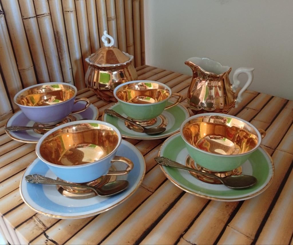 Verguld servies zie beschrijving voor details., Ophalen of Verzenden