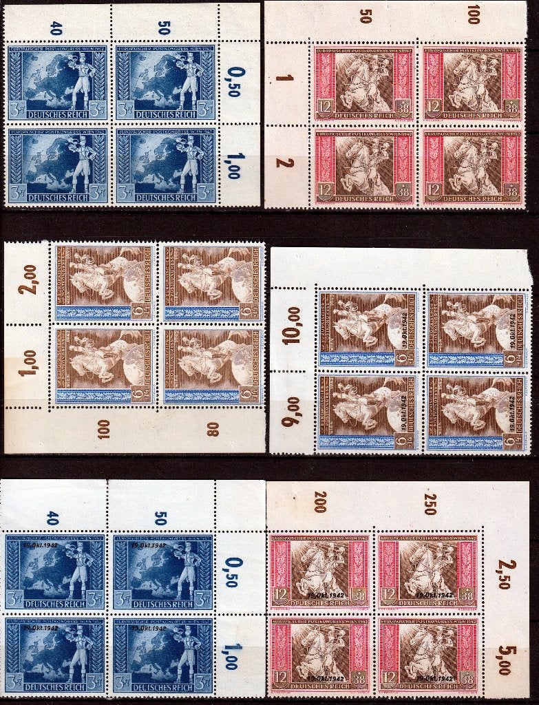 Duitse Rijk Minr 820/5 postfris in blokken van 4, Ophalen of Verzenden, Duitse Keizerrijk, Postfris