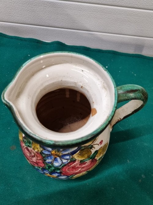 Kruik vaas beschilderd met bloemen vintage, Antiek en Kunst, Antiek | Vazen, Ophalen of Verzenden
