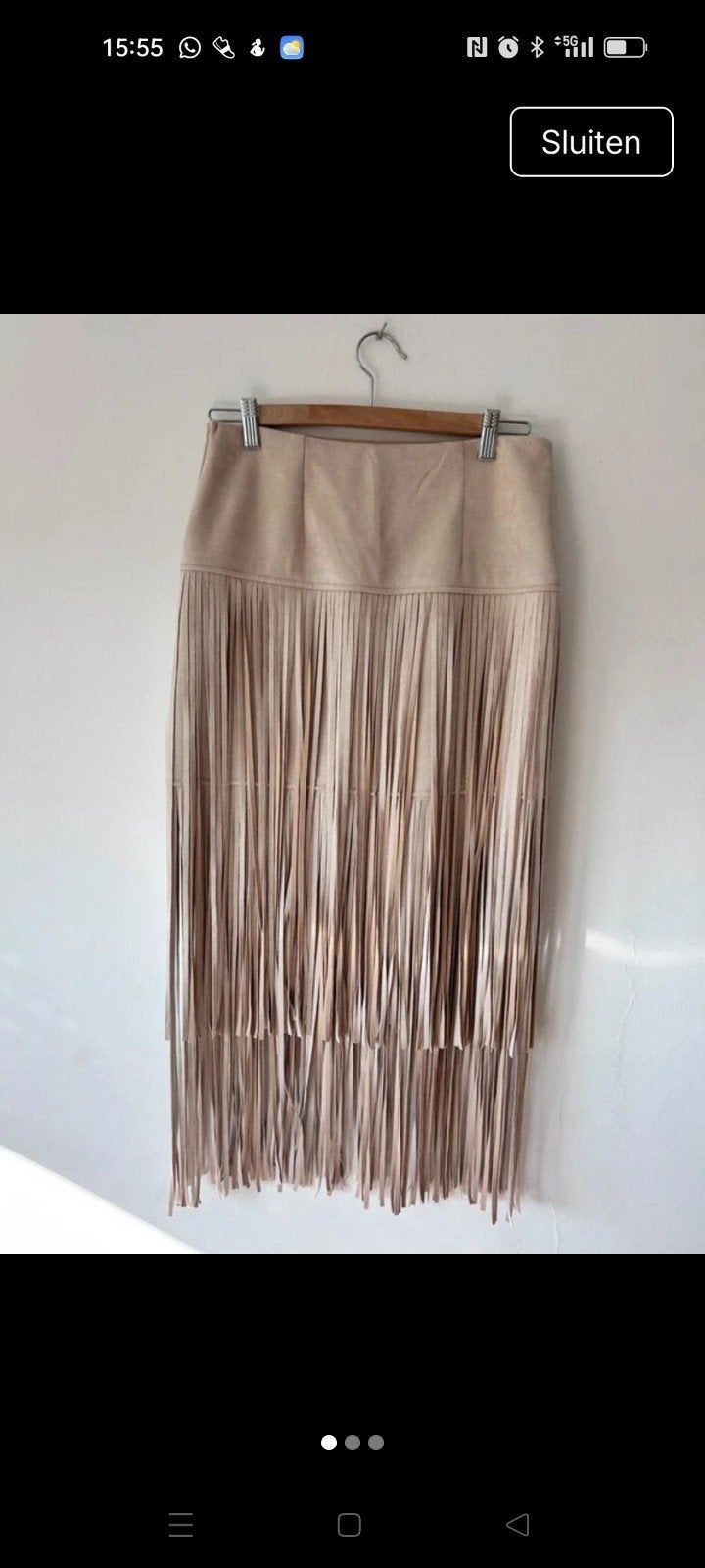 Shein Fringe Rok - Country Stijl, Maat 38/40 (M), Beige, Nieuw, Ophalen of Verzenden