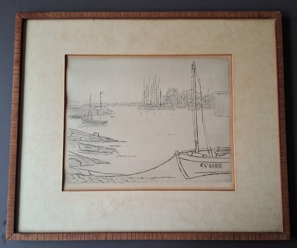 Bootjes in haven - Litho?, Ophalen of Verzenden