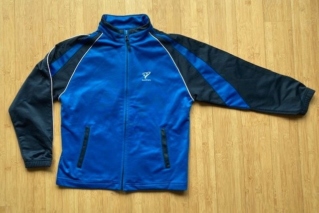 Blauw trainingsjack van Rucanor maat 140, Jongen of Meisje, Ophalen of Verzenden, Zo goed als nieuw, Rucanor
