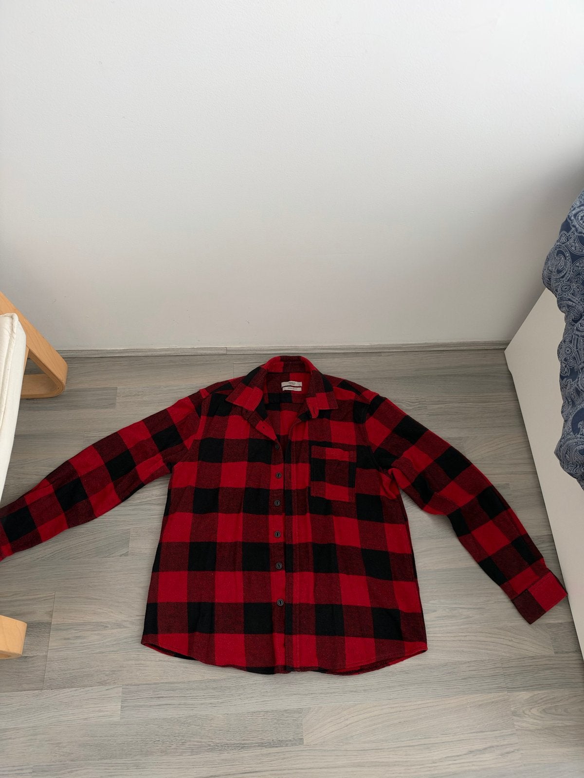 Defacto geruit overhemd rood/zwart - Regular Fit XL, Ophalen, Zo goed als nieuw, Rood, Halswijdte 43/44 (XL)