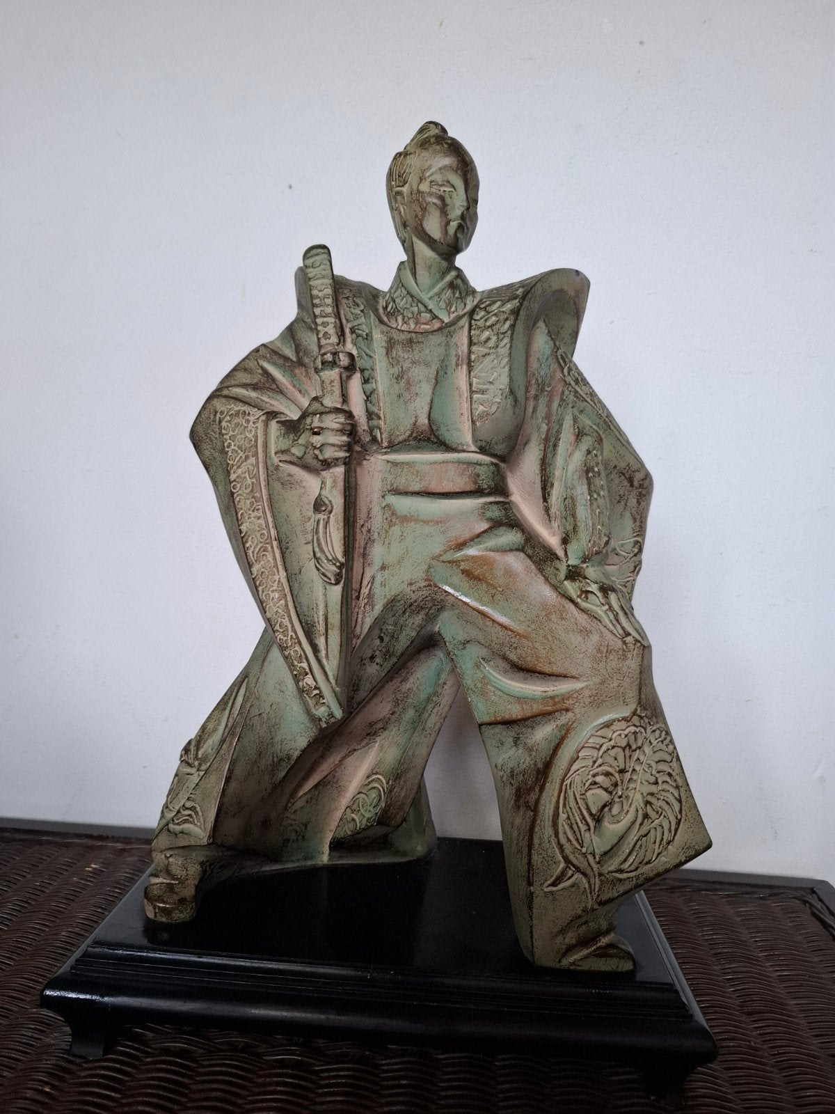 Samurai Beeld Austin Productions 1989 - Jade Groen Patina, Antiek en Kunst, Kunst | Beelden en Houtsnijwerken, Ophalen