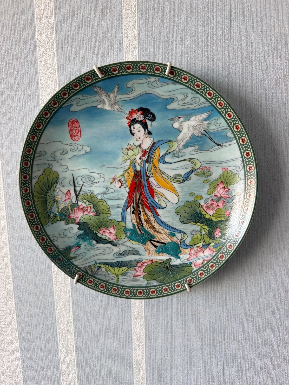 Decoratieve Chinese porseleinen wandplaat met dame, Ophalen of Verzenden