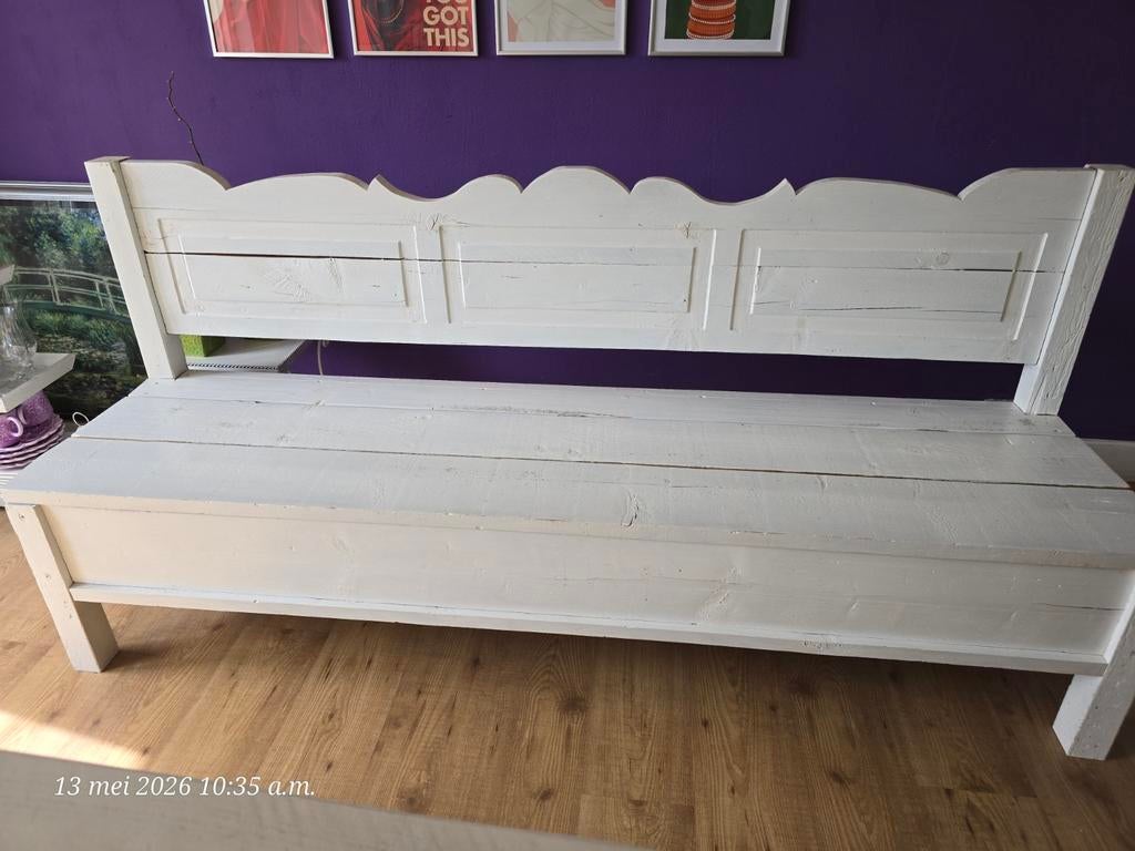 Klepbank met opbergruimte en eettafel, Ophalen, Gebruikt, 75 tot 100 cm