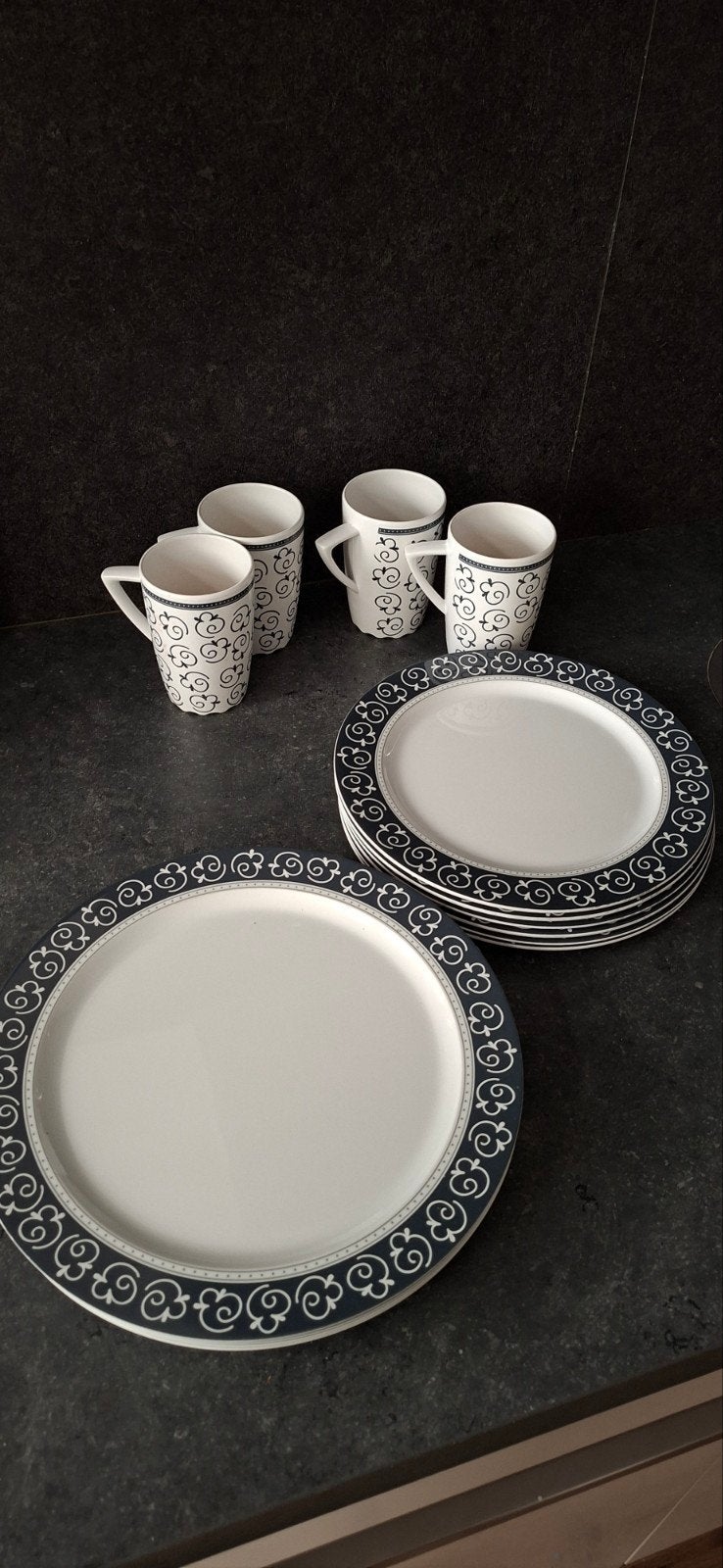 Mepal Rosti Servies Damast Wit/Zwart, Kunststof, Gebruikt, Mepal, Ophalen of Verzenden