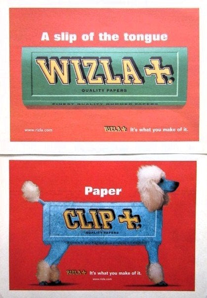 13 vintage reclames Rizla sigarettenpapier sigaret papier, Ophalen of Verzenden, Gebruikt, Sigarenbandjes