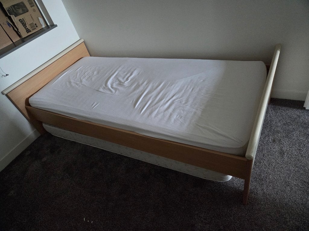 Eenpersoons bed, Ophalen, 90 cm, Eenpersoons, Bruin