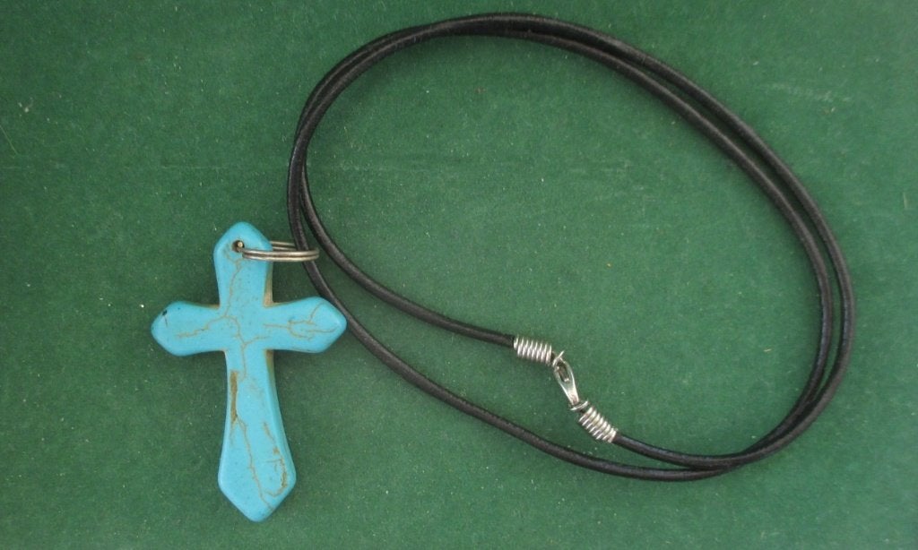 Halsketting Turquoise Cross Kruis Indiaan., Ophalen of Verzenden, Nieuw, Overige materialen