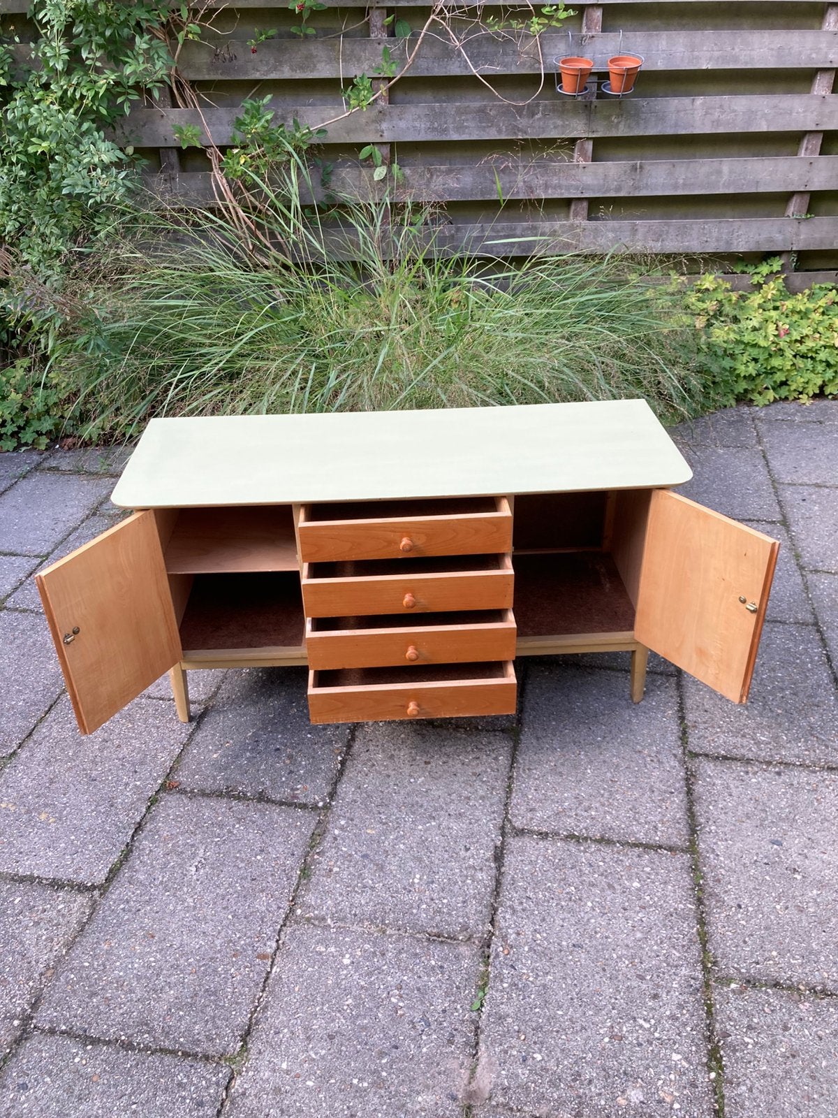 Bijzondere houten vintage dressoirkast jaren 70, Antiek en Kunst, Ophalen