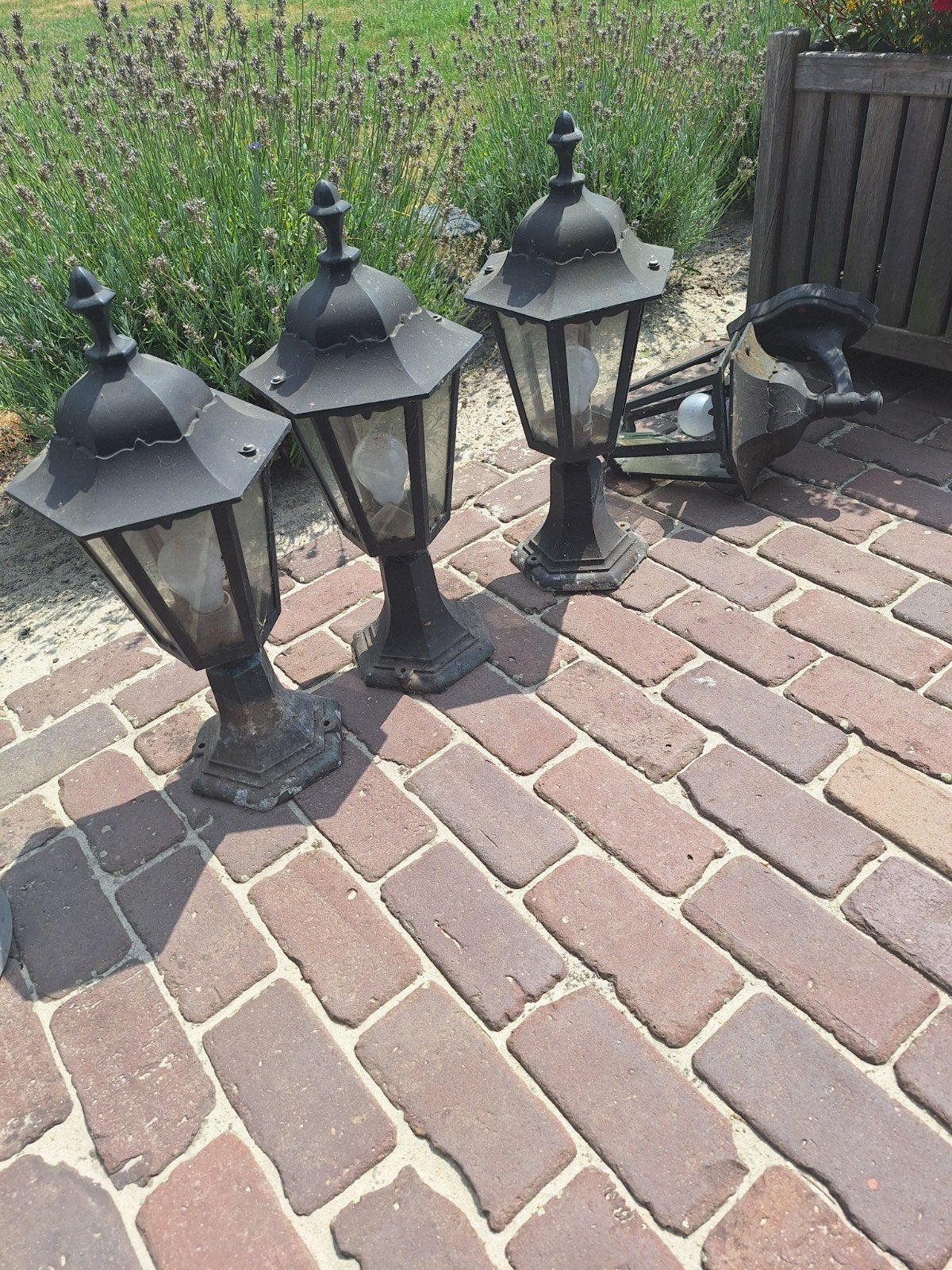 Set van 4 klassieke buitenlampen, Tuin en Terras, Ophalen, Gebruikt, Minder dan 50 watt, Overige typen