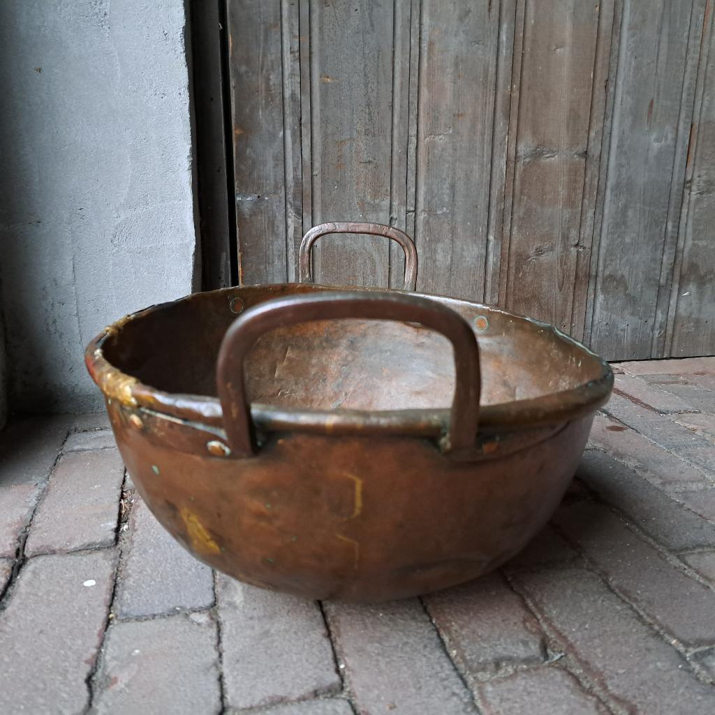 Oude brocante koperen confiturepan confiture pot *Etage3*, Gebruikt, ., Ophalen of Verzenden, .