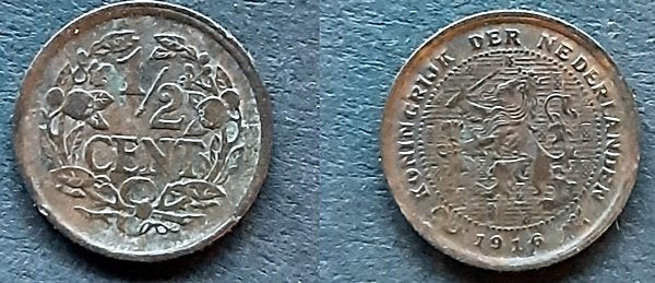 Halve cent 1916, Verzenden, Koningin Wilhelmina, Overige waardes