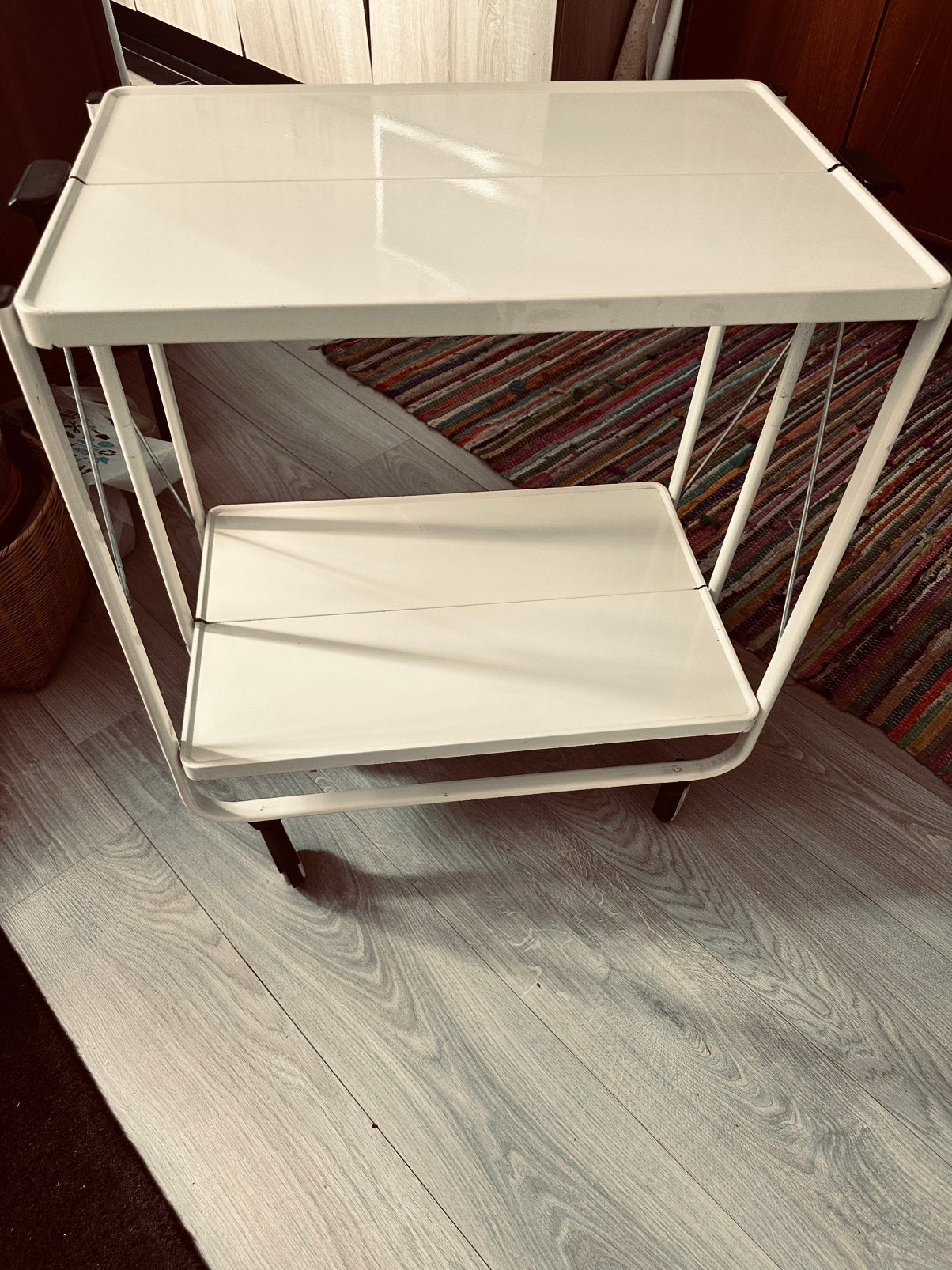 Vintage Leifheit Side-Car /Trolley – Wit – Jaren 70 Design, Wit, Object, Ophalen of Verzenden, Metaal