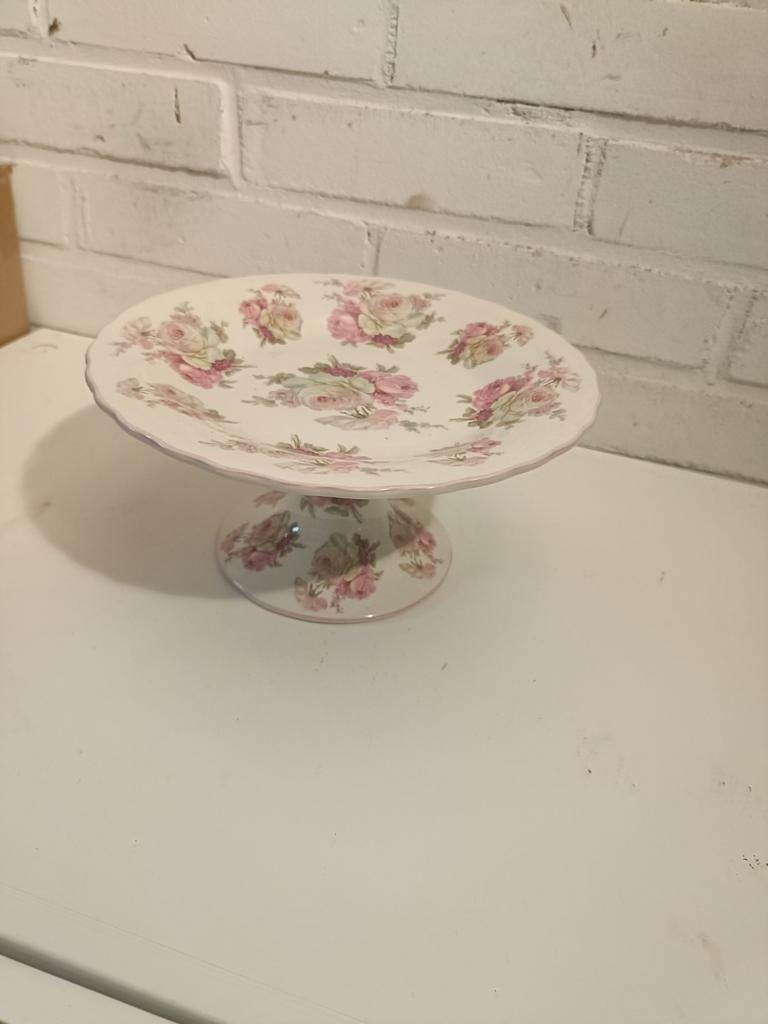 Vintage gebaksschaal met rozenmotief, Ophalen of Verzenden
