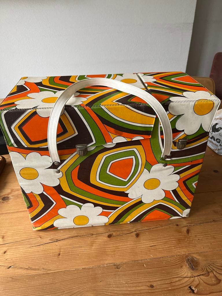 Vintage Koelbox Jaren '60-'70 - Hippe Bloemenprint, Ophalen of Verzenden, Gebruikt, Koelbox, Koelelement