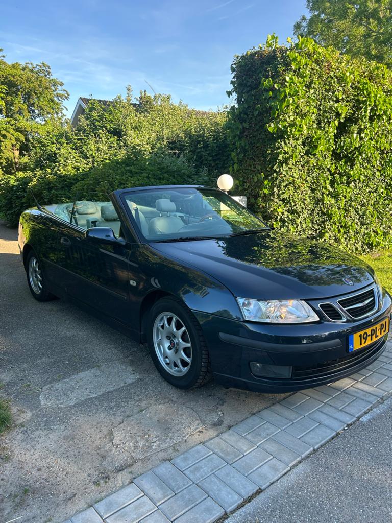 Saab 9-3 2.0 T Cabrio AUT 2004 Blauw, Auto's, 1998 cc, Beige, 4 cilinders, Cabriolet