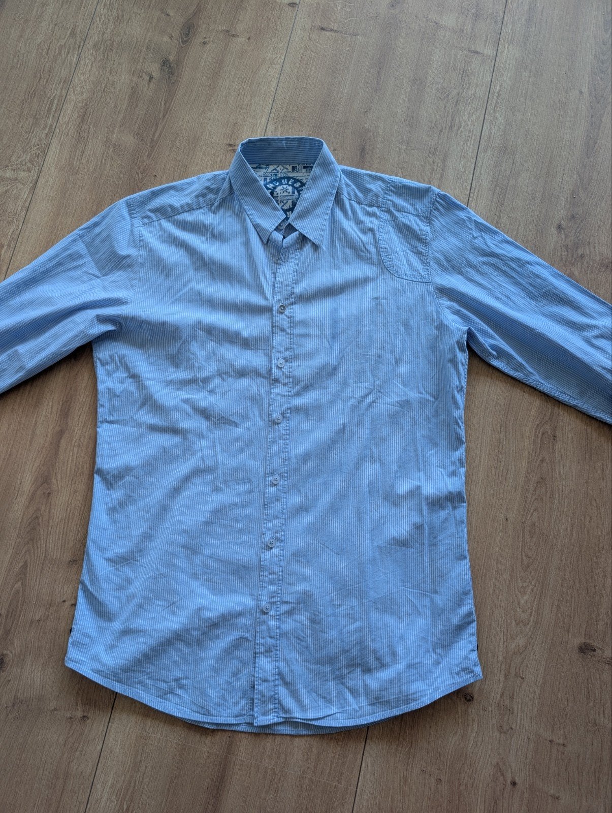 TK overhemd Hans Ubbink mt.L licht blauw, Ophalen of Verzenden, Zo goed als nieuw, Blauw, Halswijdte 41/42 (L)
