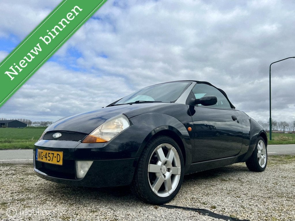 Ford Streetka 1.6 First Edition, BJ 2003, APK Juni 2027, Auto's, Ford, 1600 cc, Zwart, Leder, Bedrijf