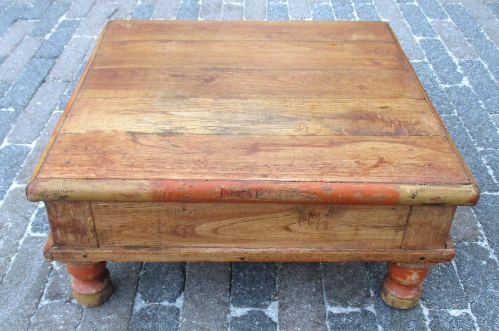 Vintage Indiase teakhouten Bajot tafeltje , Bijzettafeltje, Ophalen of Verzenden