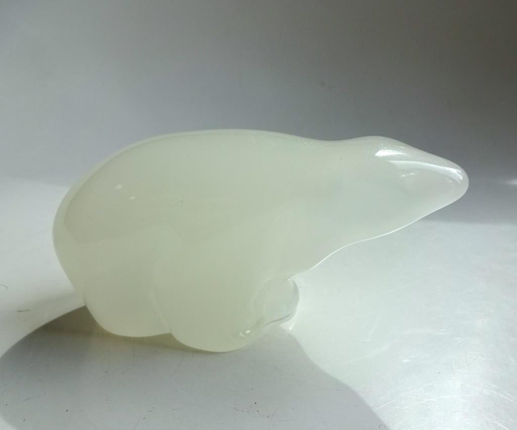 Vintage Hadeland Norway opaline glas ijsbeer beeldje, Ophalen of Verzenden