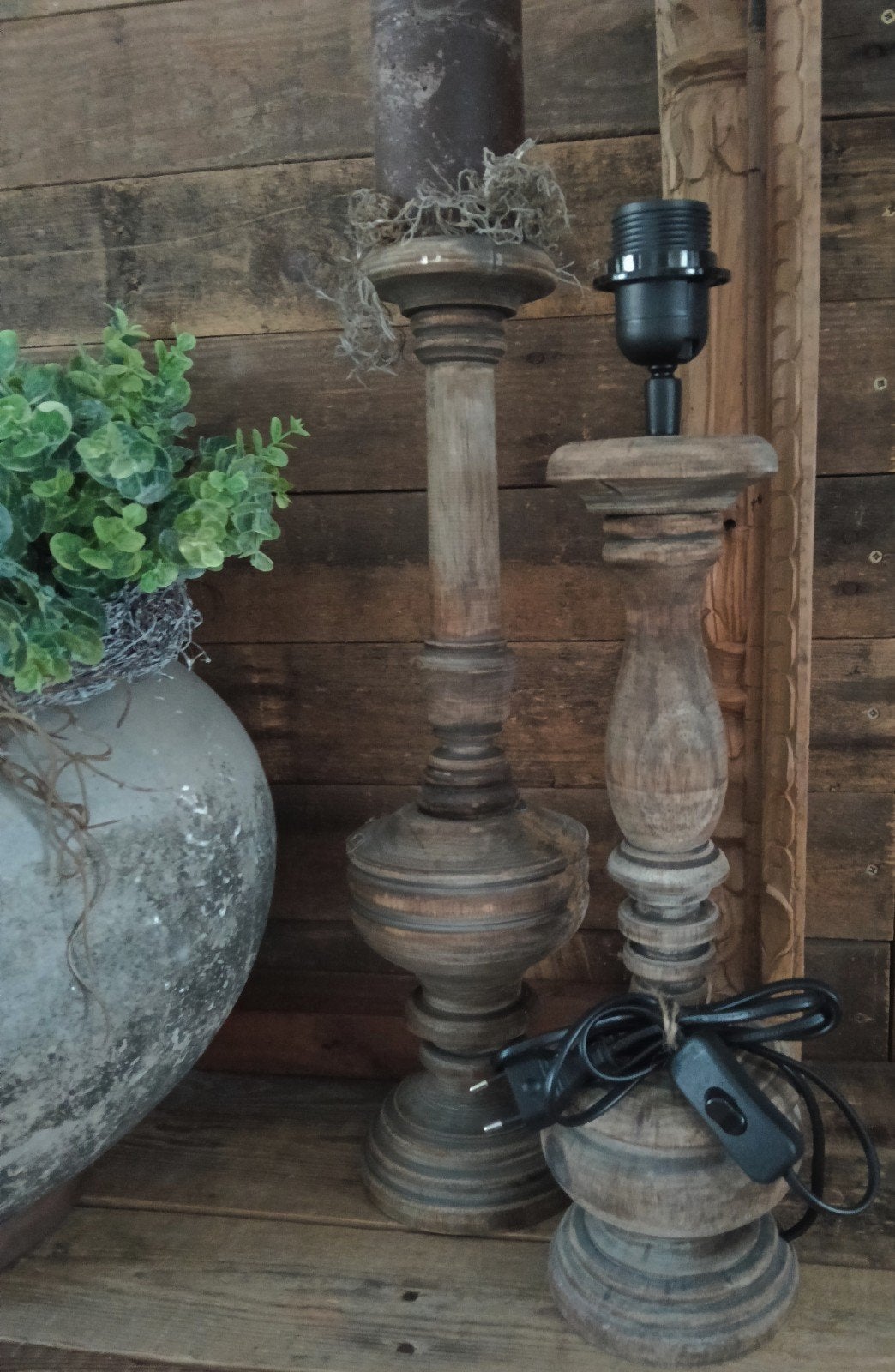 sobere/brocante Balusters lampenvoet/poot, 50 cm, Overige merken, Met schakelaar, Nieuw