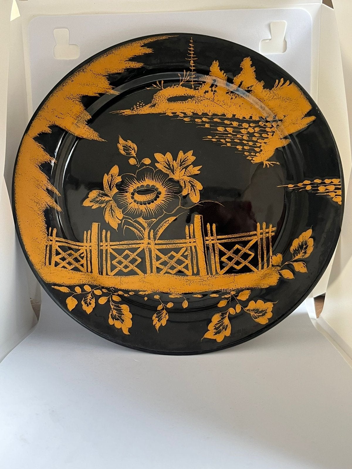 Zenith Gouda wandbord, 22,5 cm, zwart met goud decor, Ophalen of Verzenden