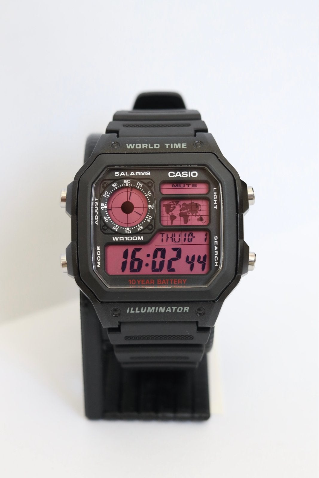 Casio AE-1200 watch pink mod, Ophalen of Verzenden, Zo goed als nieuw, Kunststof, Polshorloge