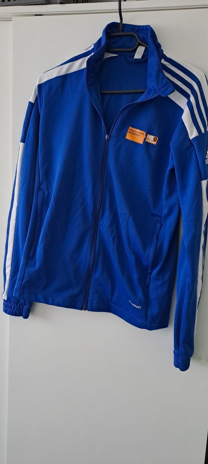 Adidas Sportjack Blauw met Witte Strepen, Maat 38/40 (M), Ophalen of Verzenden, Blauw, Adidas