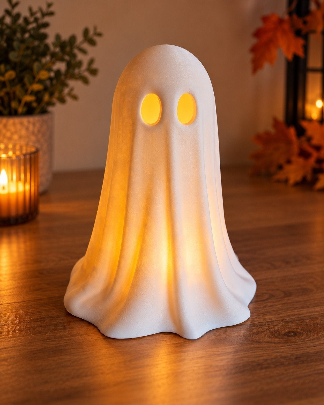 Halloween Spook Lamp Met LED Verlichting 22 cm – 3D Geprint, Ophalen of Verzenden, Nieuw, Wit, Kunststof