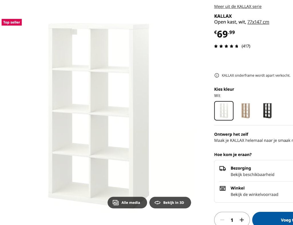 ikea kallax plank kast, Ophalen, 50 tot 100 cm, Zo goed als nieuw, Minder dan 100 cm