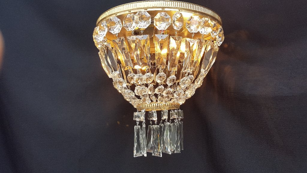 Plafonnière met 3 lichtpunten, Ophalen of Verzenden, Gebruikt, Glas, E14 (klein)