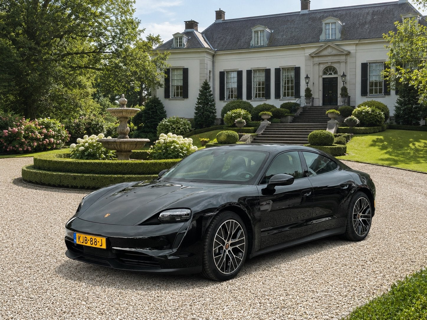 Zwarte Taycan, 18.306 km, 2024, Approved Porsche garantie, Auto's, Automaat, 4 stoelen, Elektrisch, Vierwielaandrijving