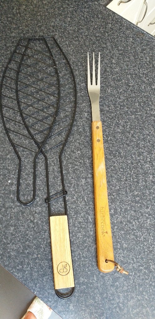 Barbeque vistang en vork, Ophalen of Verzenden, Gebruikt, Onbekend