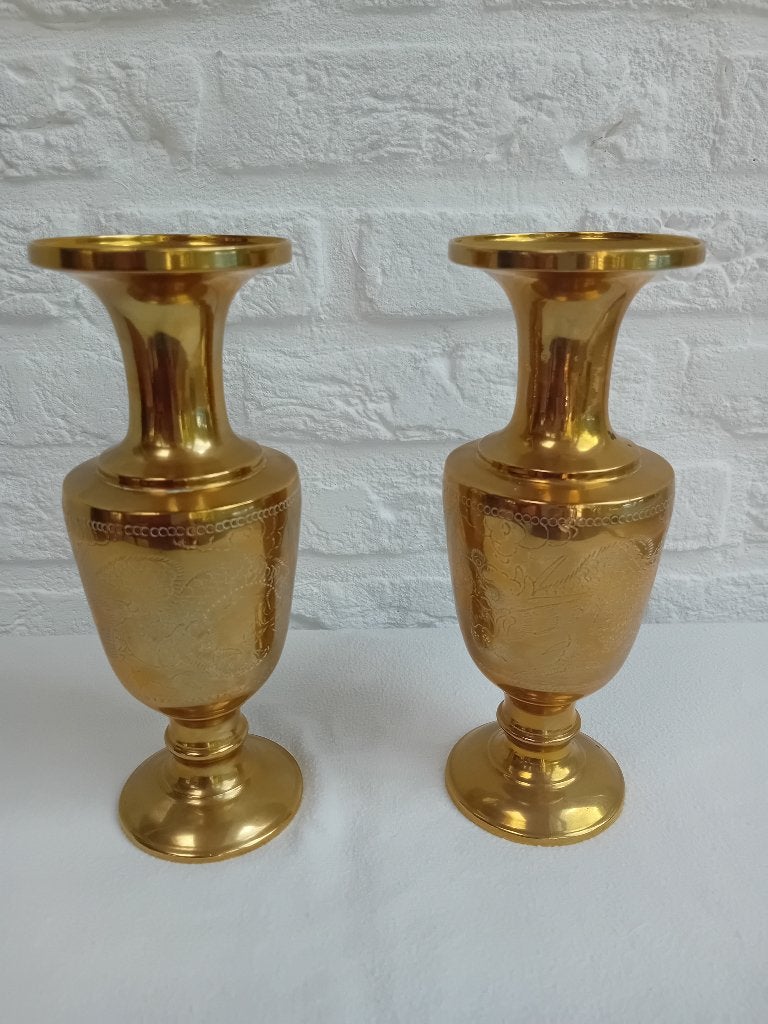Set Metalen vaasjes schouw ornamenten, Ophalen of Verzenden