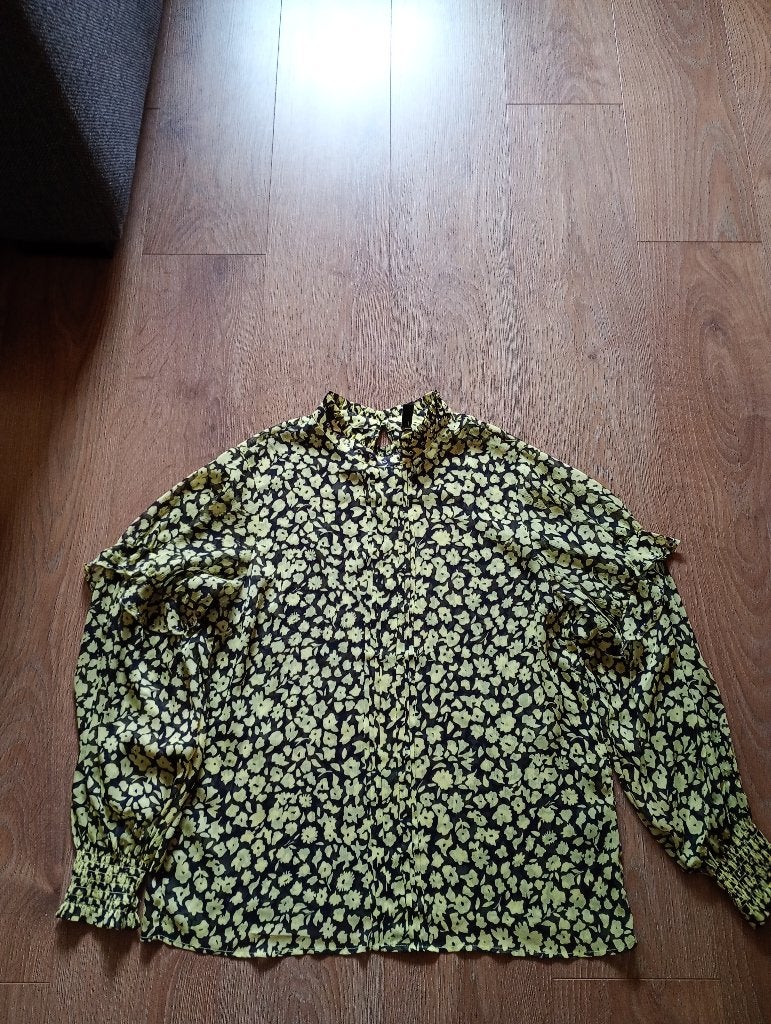 Mooie geel/zwarte blouse mt XL Eksept, Zwart, Maat 46/48 (XL) of groter, Ophalen of Verzenden, Zo goed als nieuw
