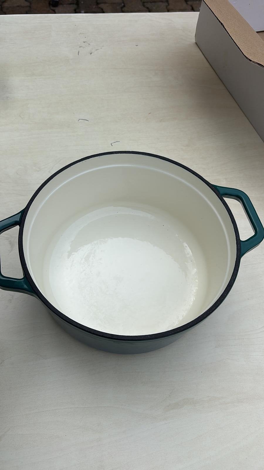 Gietijzeren Braadpan met Deksel - Groen (24cm), Huis en Inrichting, Keuken | Potten en Pannen, Met deksel, Ophalen of Verzenden