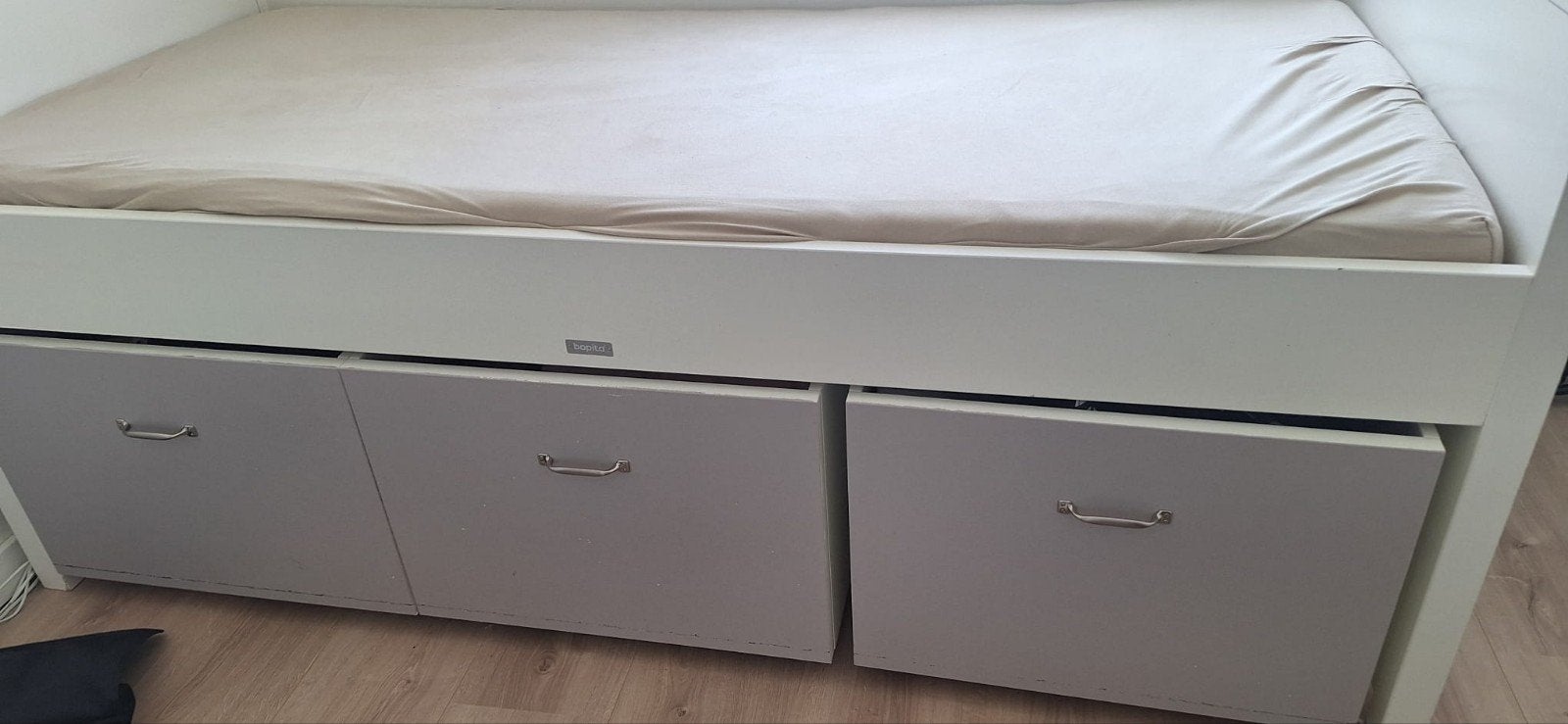 Bopita kinderbed 90x200 met uitvalbescherming en lades, Ophalen, Gebruikt, 90 cm, Eenpersoons