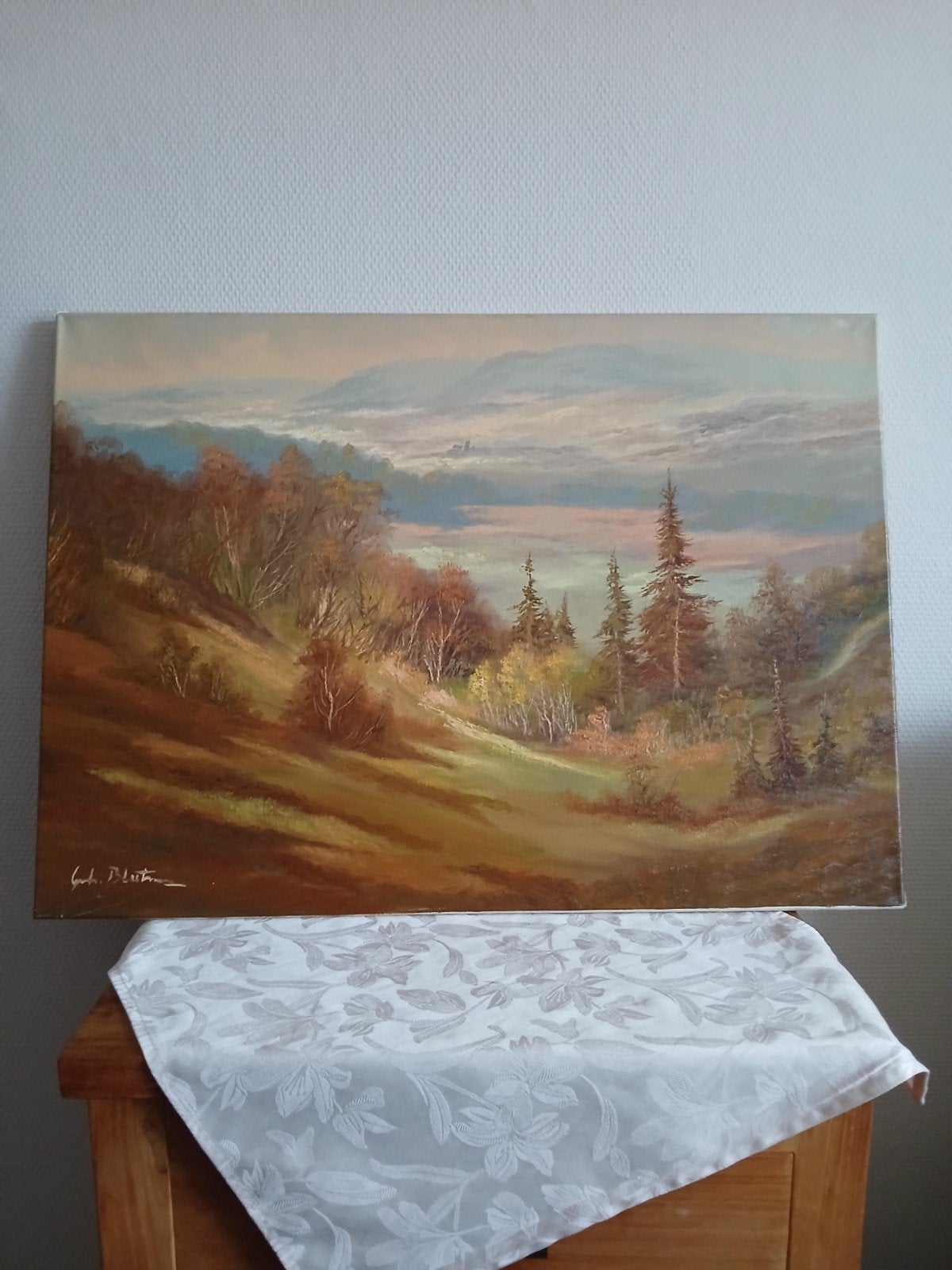 Schilderij 50x70 cm van kunstschilder Pluto, Ophalen, Doek, Realistisch, Landschap