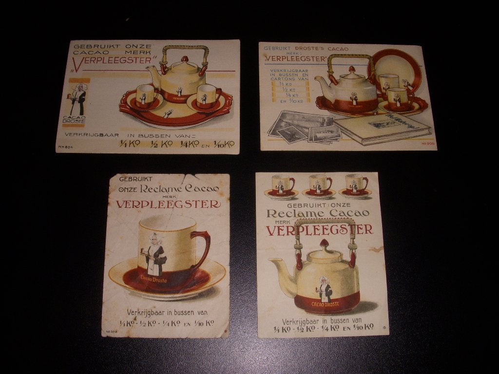 4 OUDE bonnen van Droste's Verpleegster cacao, Verzamelen, Merken en Reclamevoorwerpen, Ophalen of Verzenden, Gebruikt, Gebruiksvoorwerp