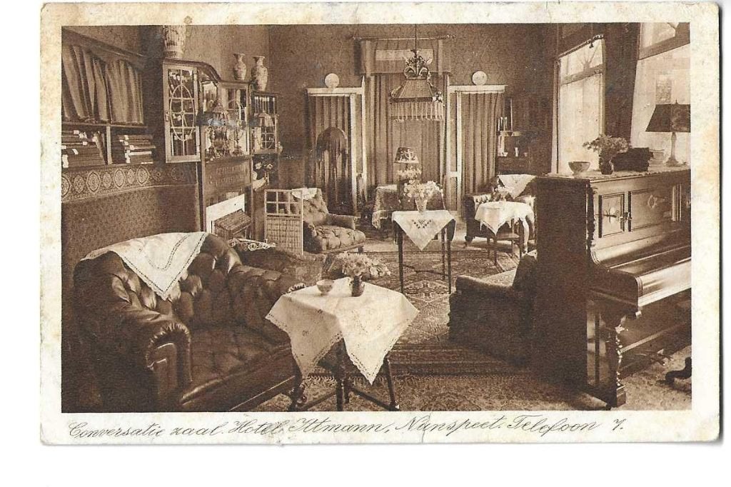 nunspeet  hotel atmann tel 7  conversatiezaal in 1924, Verzamelen, Verzenden, 1920 tot 1940, Gelopen, Gelderland