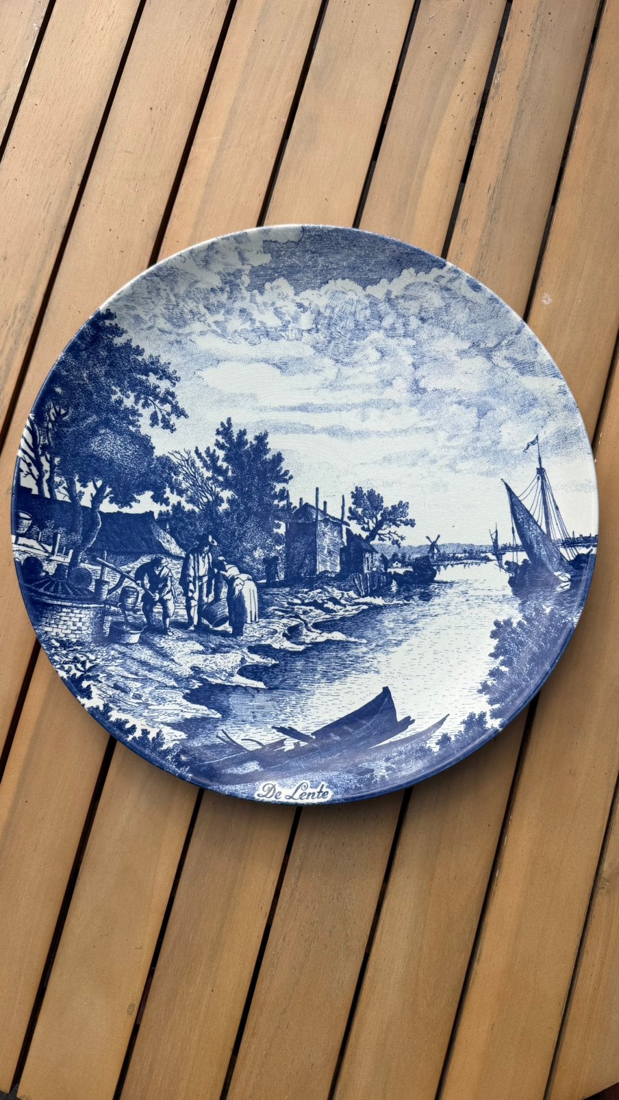 Delts blauw wandbord - de Lente, Antiek en Kunst, Antiek | Wandborden en Tegels, Ophalen