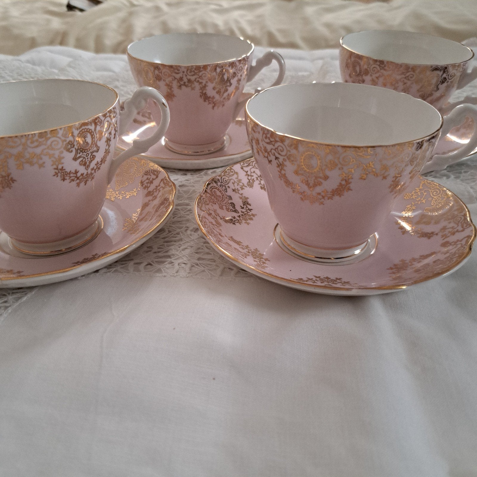 Recency Engels Vintage  kop en schotels pastelroze, Ophalen of Verzenden