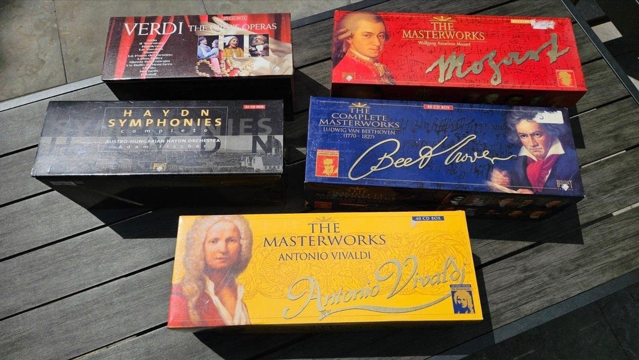 5x klassieke muziekboxen cd's, Ophalen of Verzenden, Classicisme, Zo goed als nieuw, Overige typen