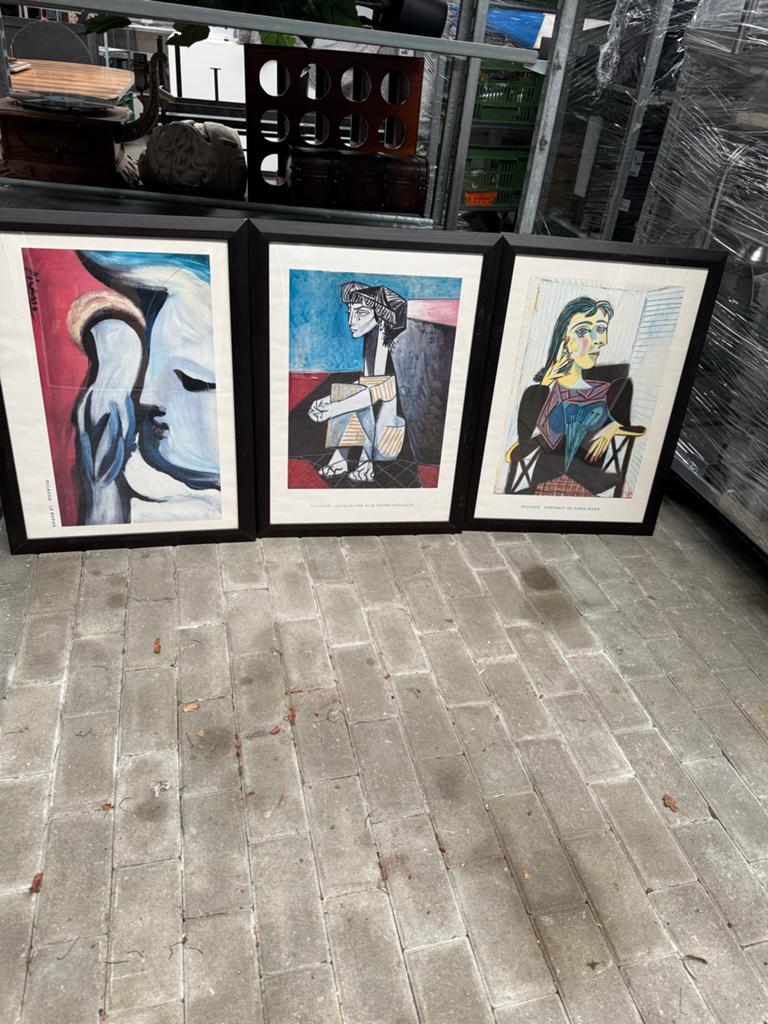 Set van 3 ingelijste Picasso prints - Muurdecoratie, Antiek en Kunst, Ophalen